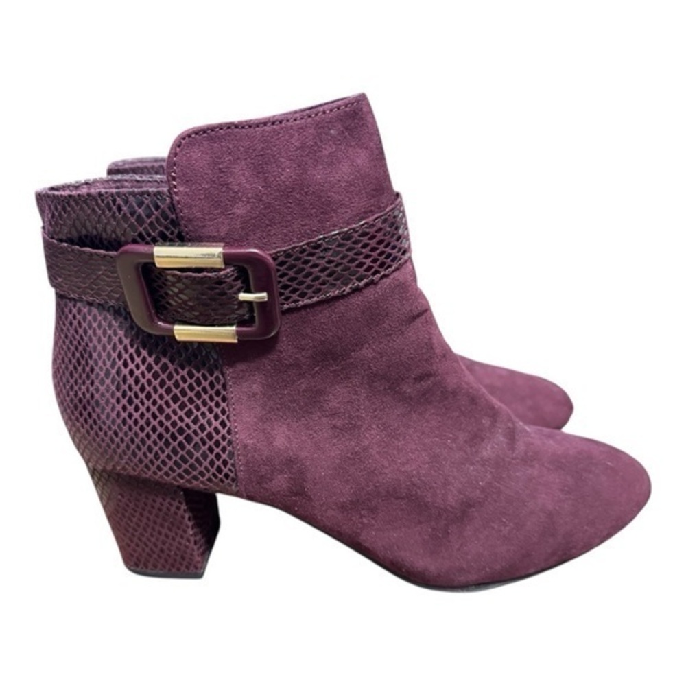 Karen Scott Ivyy Women Block Heel Ankle Booties Size US 10M Wine Snake Print